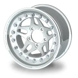 JANTE ALUMINIUM DOUBLE BEADLOCK HUTCHINSON 8.5 X 17 5X139.7 JEEP GRIS CLAIR BRILLANT Authentique