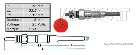 Acheter Direct BOUGIE de PRECHAUFFAGE 23 volts HKT
