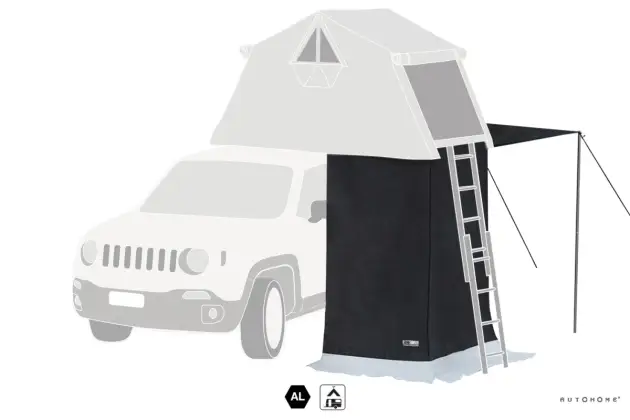 CABINE-VESTIAIRE OVERLAND ET AIR CAMPING (HAUTEUR VEHICULE + BARRES DE TOIT COMPRISE ENTRE 155 ET 170 CM) Livraison Gratuite