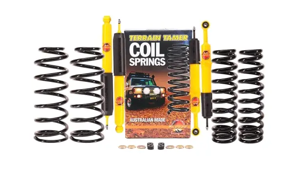 KIT DE SUSPENSION TERRAIN TAMER REHAUSSE +40/50MM POUR TOYOTA KDJ/GRJ120/125 2002-2008 (CONVERSION SUSPENSION PNEUMATIQUE A SUSPENSION RESSORT) Pas Cher
