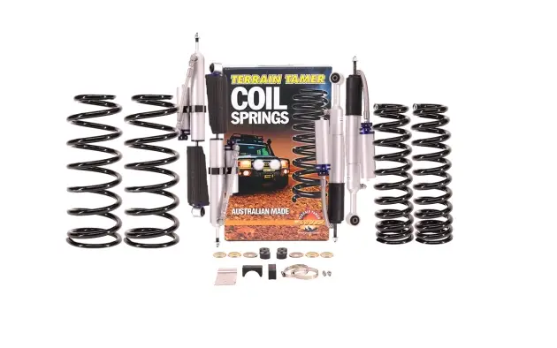 Haute Qualité KIT DE SUSPENSION TERRAIN TAMER AVEC AMORTISSEUR PRO SHOCK REHAUSSE +40/50MM POUR TOYOTA KDJ/GRJ120/125 2002-2008 (CONVERSION SUSPENSION PNEUMATIQUE A SUSPENSION RESSORT)
