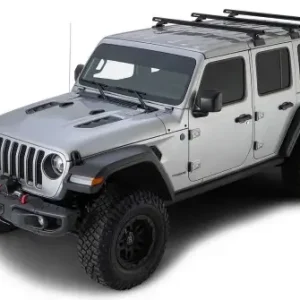 KIT BACKBONE BARRES DE TOIT HEAVY DUTY RHINO RACK 1500 MM NOIRES POUR JEEP WRANGLER JL 4 PORTES (AVEC PIEDS RCL) Bon Plan