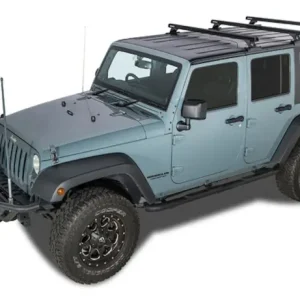 KIT BACKBONE BARRES DE TOIT HEAVY DUTY RHINO RACK 1500 MM NOIRES POUR JEEP WRANGLER JK 4 PORTES (AVEC PIEDS RLT600) Haute Qualité