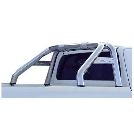 ROLL BAR INOX DOUBLE TUBE 76MM POUR TOYOTA HILUX REVO A PARTIR DE 2016 AVEC PLAQUE LATERALE Bon Plan