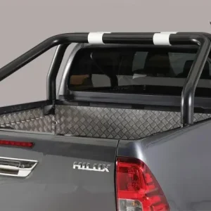 Quantité Limitée ROLL BAR INOX NOIR DOUBLE TUBE 76MM POUR TOYOTA HILUX REVO A PARTIR DE 2016 - THERMOLAQUE NOIR