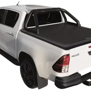 TONNEAU COVER ALUMINIUM NOIR V2 POUR TOYOTA HILUX REVO DOUBLE CABINE A PARTIR DE 2016 - plaque centrale striée aluminium thermolaquée noir Nouvelle Collection