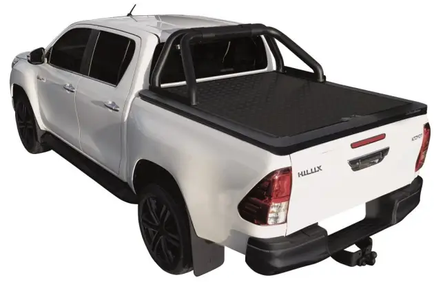 Commande En Gros TONNEAU COVER ALUMINIUM NOIR V2 POUR TOYOTA HILUX REVO EXTRA CABINE A PARTIR DE 2016 - plaque centrale striée aluminium thermolaqué noir