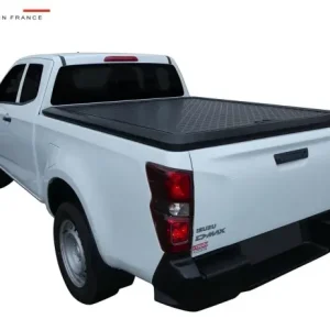 Authentique TONNEAU COVER ALUMINIUM NOIR V2 POUR ISUZU D-MAX DOUBLE CABINE A PARTIR DE 2020 - Plaque centrale striée aluminium thermolaquée noir