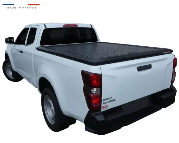 TONNEAU COVER ALUMINIUM NOIR V2 POUR ISUZU D-MAX EXTRA CABINE A PARTIR DE 2020 - plaque centrale striée aluminium thermolaquée noir Bon Plan