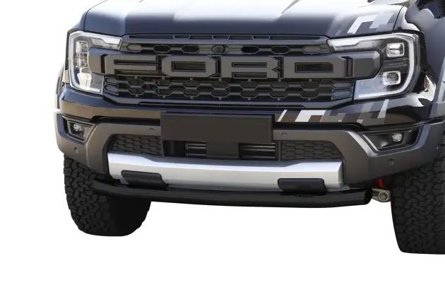 Dernier Modèle BARRE DE PROTECTION AVANT NOIR 63MM POUR FORD RANGER RAPTOR A PARTIR DE 2023 - THERMOLAQUE NOIR