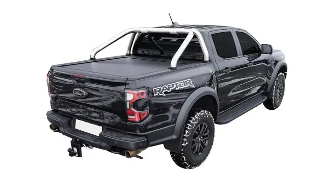 Dernière Chance ROLL BAR NOIR DOUBLE TUBE INOX NEW STYLE 76MM POUR ROLL TOP COVER SUR FORD RANGER PXIV / FORD RAPTOR / VOLKSWAGEN AMAROK A PARTIR DE 2023