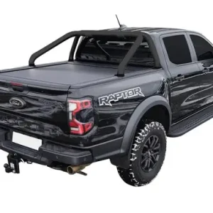 Marque ROLL BAR NOIR DOUBLE TUBE INOX NOIR NEW STYLE 76MM POUR ROLL TOP COVER SUR FORD RANGER PXIV / FORD RAPTOR / VOLKSWAGEN AMAROK A PARTIR DE 2023