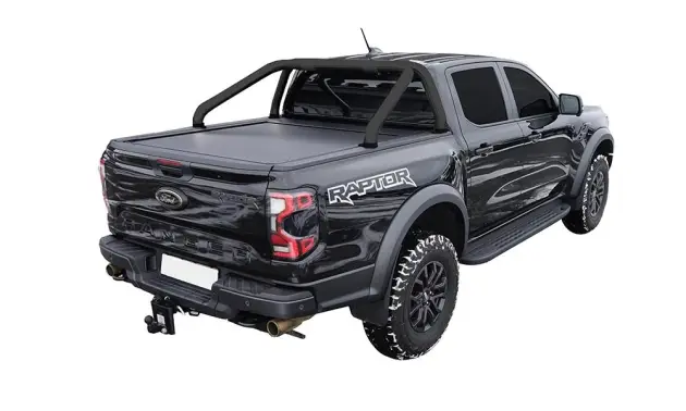 Marque ROLL BAR NOIR DOUBLE TUBE INOX NOIR NEW STYLE 76MM POUR ROLL TOP COVER SUR FORD RANGER PXIV / FORD RAPTOR / VOLKSWAGEN AMAROK A PARTIR DE 2023
