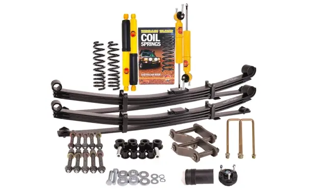 KIT DE SUSPENSION TERRAIN TAMER REHAUSSE +40/50MM AVEC LAMES PARABOLIQUES +0-400 KG POUR POUR FORD RANGER PX IV / VOLKSWAGEN AMAROK A PARTIR DE 2023 Produit De Marque