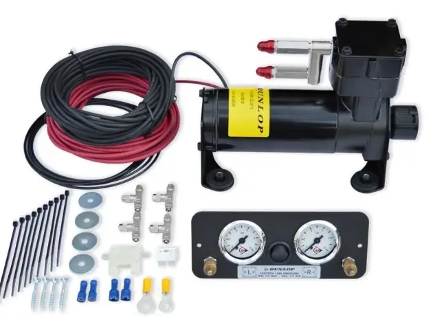 Achetez Aujourd’hui KIT COMPRESSEUR DOUBLE COMMANDE POUR GONFLAGE SUSPENSION PNEUMATIQUE DUNLOP