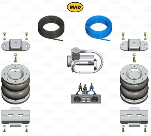 RENFORT DE SUSPENSION PNEUMATIQUE ARRIERE (BOUDINS) POUR ISUZU D-MAX DE 2012 A 2019 (KIT AVEC COMPRESSEUR 2 MANO) Meilleure Vente