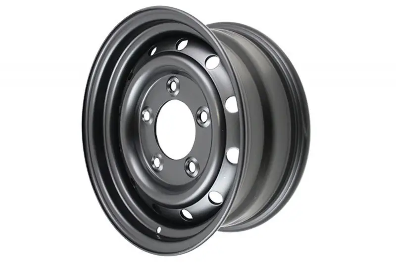 Expédition Rapide Jante tôle Wolf noire 6.5x16" pour Defender, Discovery, et Range Rover Classic