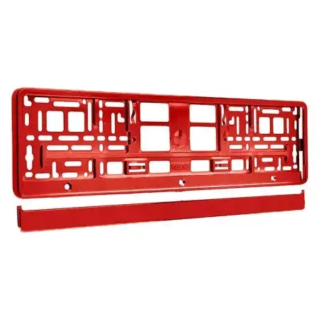Certifié Cadre de plaque d'immatriculation métallisé, rouge