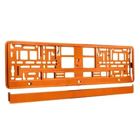Cadre de plaque d'immatriculation métallisé, orange Meilleur Prix