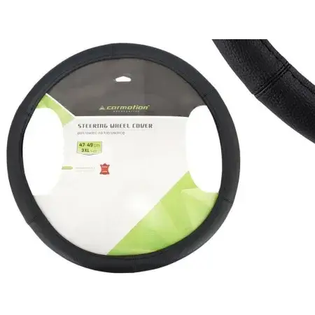 Achat Immédiat Couvre volant "3XL" 47-49 cm, cuir naturel, noir