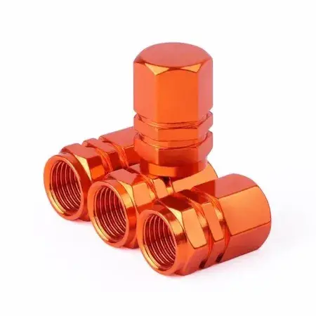 Remise Bouchons de valve en aluminium Orange 4 pièces