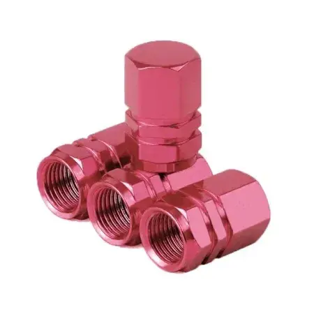 Meilleur Prix Bouchons de valve en aluminium Rose 4 pièces