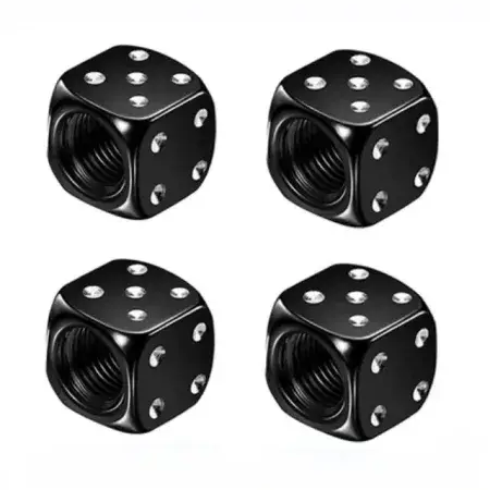 Bouchons de valve Dé en aluminium Noir 4 pièces Prix Cassé