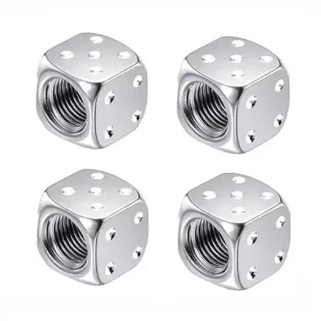Produit De Marque Bouchons de valve Dé en aluminium Argent 4 pièces