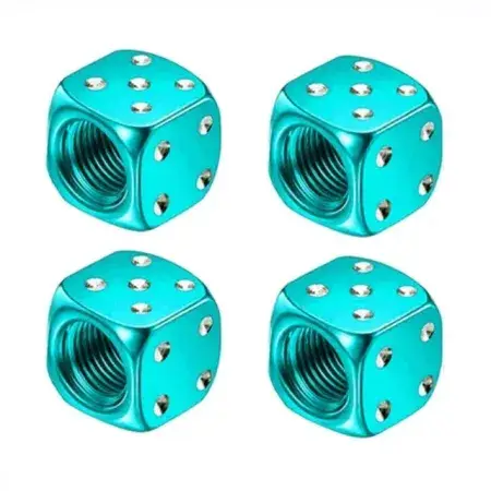 Prix Promo Bouchons de valve Dé en aluminium Bleu Ciel 4 pièces