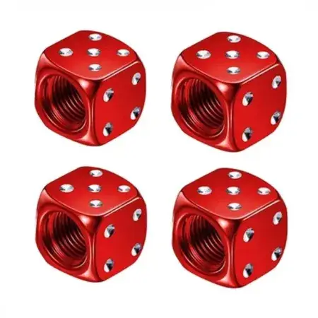 Bouchons de valve Dé en aluminium Rouge 4 pièces Dernière Chance