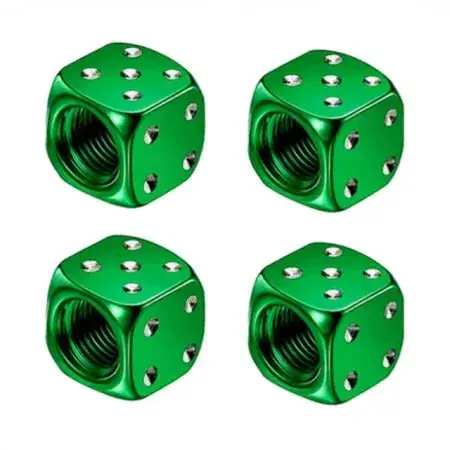 Bouchons de valve Dé en aluminium Vert 4 pièces Retour Gratuit