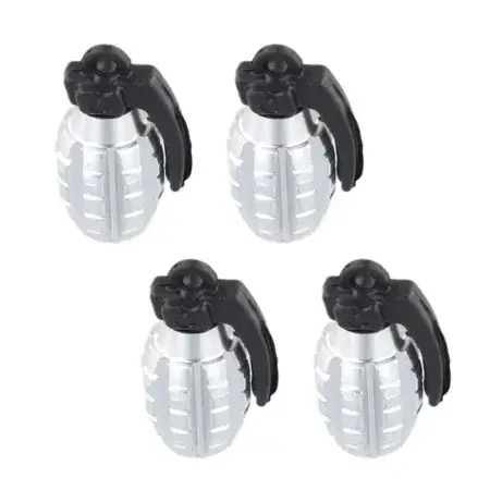 Bouchons de valve Grenade en aluminium ARGENT 4 pièces Prix Réduit