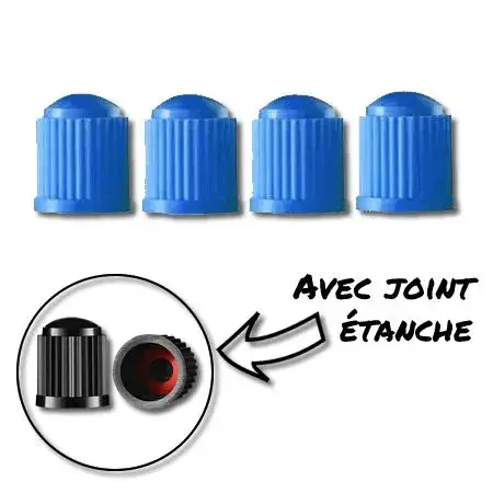 Bouchon de valve en plastique Bleu 4 pièces Pas Cher