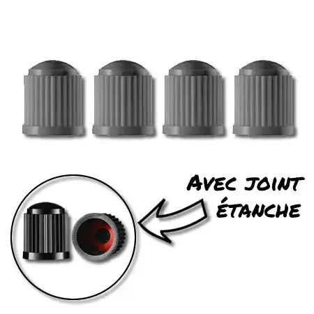 Certifié Bouchon de valve en plastique Gris 4 pièces