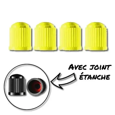 Bouchon de valve en plastique Jaune 4 pièces Super Prix