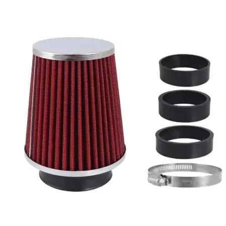 Achat Immédiat Filtre à air conique 120x130x90 mm, rouge/chrome, adaptateurs: 60, 63, 70 mm