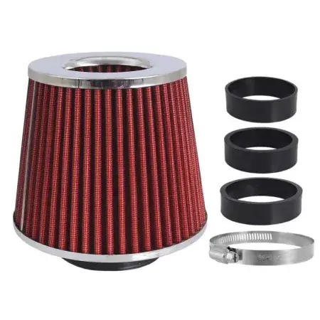 Vente Directe Filtre à air conique 155x130x120 mm, rouge/chrome, adaptateurs: 60, 63, 70 mm