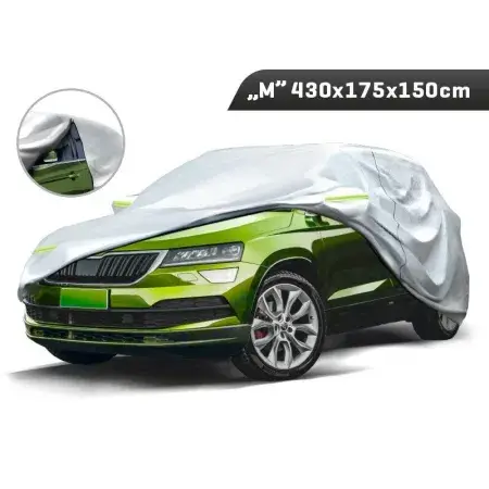 Housse de protection SUV taille "M" 430x175x150 cm, 3 couches, réflecteurs, fermeture éclair à la porte Promotion Saisonnière