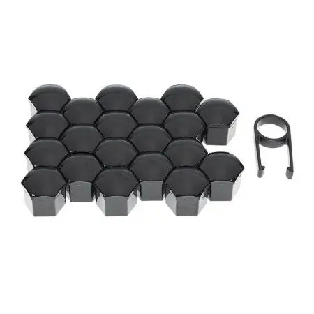 Cache-écrous Noir 19mm, 20 pièces avec Pince Marque
