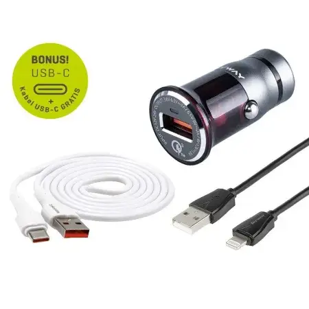 Commander Maintenant Chargeur 12/24V QC3.0 1x USB + câble USB vers Lightning WAYME
