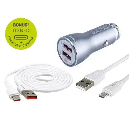 Chargeur 12/24V QC3.0, 2x USB Auto-ID, max 4.2A + USB vers câble micro USB WAYME Prix Réduit
