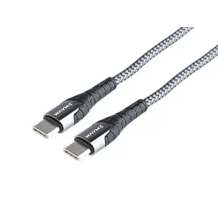 Câble de charge et de synchronisation, tressé en microfibre, 200 cm, USB-C vers USB-C PD, max 65W WAYME Vente Directe