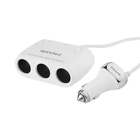 Multiprise allume-cigare 3 prises, 12/24V avec interrupteurs + 2x USB QC3.0 + 2x USB 3.6A, câble 120 cm WAYME Populaire