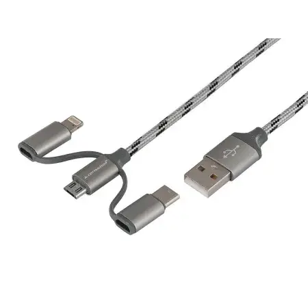 Câble de charge et de synchronisation 120 cm, 3 en 1 : USB vers micro USB + Lightning + USB-C Commande En Gros