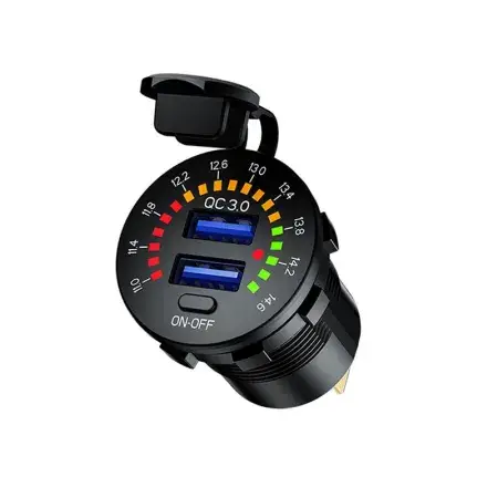 Réduction Chargeur intégré USB QC3.0 + USB 6A avec voltmètre et interrupteur