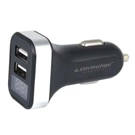 Chargeur USB, 2.1A x2, pour la prise allume-cigare 12/24V avec voltmètre Remise