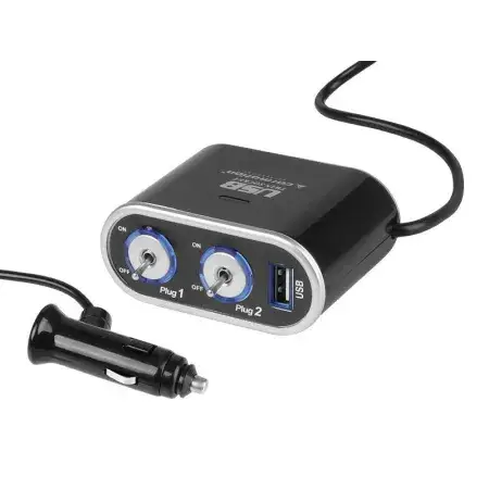 Multiprise allume-cigare 2 prises, interrupteurs 12/24V, USB 1000 mA Meilleure Vente
