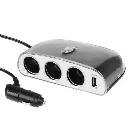 Multiprise allume-cigare 3 prises, 12/24V avec USB 1000 mA Offre Exclusive