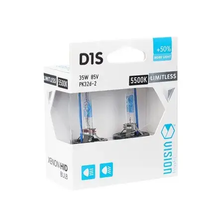 Offre Du Jour Ampoules Xénon VISION D1S 5500K 85V 35W PK32d-2 + 50% blanc illimité, 2 pcs