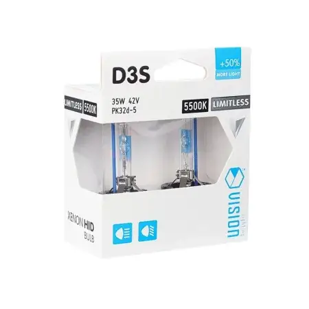 Prix Promo Ampoules Xénon VISION D3S 5500K 42V 35W PK32d-5 +50% Limitless Blanc, 2 pcs.